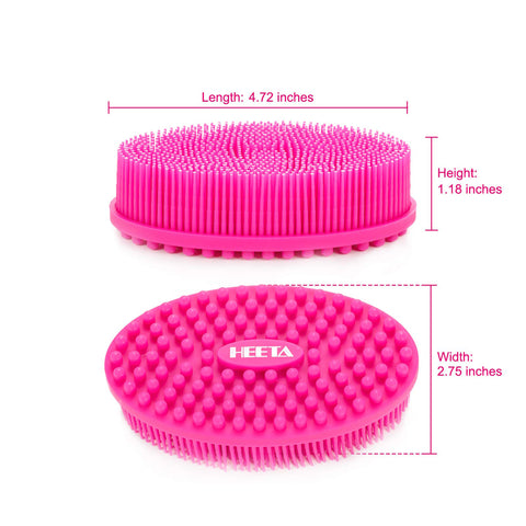 HEETA Body Brush for Wet Dry Brushing, Silicone Body Scrubber for Gentle Exfoliating on Softer Glowing Skin, Gentle Massage with Silicone Loofah Bath Brush, Shower Brush for Women Men Kids