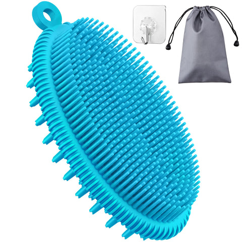 HEETA Body Brush for Wet Dry Brushing, Silicone Body Scrubber for Gentle Exfoliating on Softer Glowing Skin, Gentle Massage with Silicone Loofah Bath Brush, Shower Brush for Women Men Kids