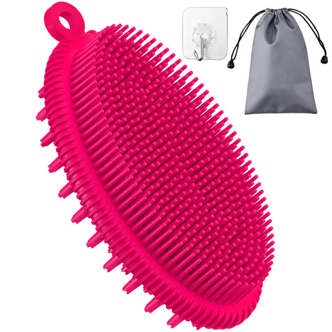 HEETA Body Brush for Wet Dry Brushing, Silicone Body Scrubber for Gentle Exfoliating on Softer Glowing Skin, Gentle Massage with Silicone Loofah Bath Brush, Shower Brush for Women Men Kids