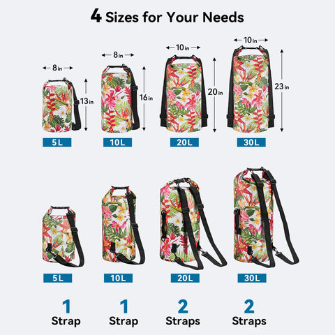 HEETA Waterproof Dry Bag Backpack with Emergency Whistle 5L/10L/20L/30L/40L
