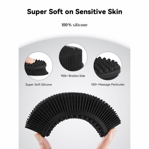 HEETA Body Brush for Wet Dry Brushing, Silicone Body Scrubber for Gentle Exfoliating on Softer Glowing Skin, Gentle Massage with Silicone Loofah Bath Brush, Shower Brush for Women Men Kids
