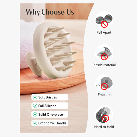 HEETA Silicone Hair Scalp Massager Shampoo Brush, Scalp Scrubber with Ultra-Soft Bristles, Integrated Design Scalp Exfoliator for Deep Cleanse, Dandruff Removal and Hair Growth