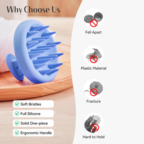 HEETA Silicone Hair Scalp Massager Shampoo Brush, Scalp Scrubber with Ultra-Soft Bristles, Integrated Design Scalp Exfoliator for Deep Cleanse, Dandruff Removal and Hair Growth