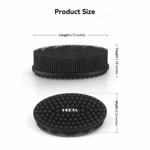HEETA Body Brush for Wet Dry Brushing, Silicone Body Scrubber for Gentle Exfoliating on Softer Glowing Skin, Gentle Massage with Silicone Loofah Bath Brush, Shower Brush for Women Men Kids