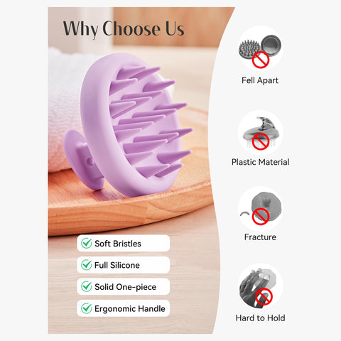 HEETA Silicone Hair Scalp Massager Shampoo Brush, Scalp Scrubber with Ultra-Soft Bristles, Integrated Design Scalp Exfoliator for Deep Cleanse, Dandruff Removal and Hair Growth