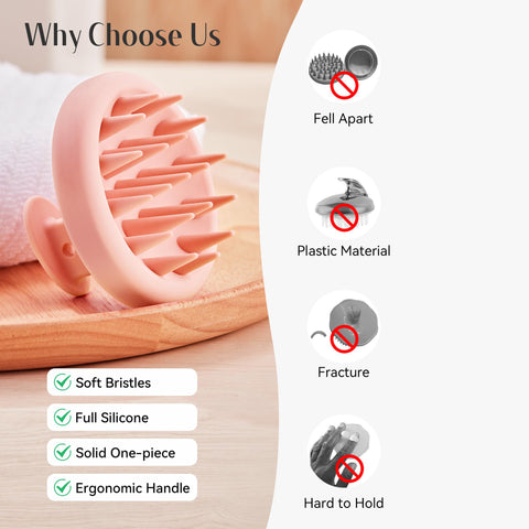 HEETA Silicone Hair Scalp Massager Shampoo Brush, Scalp Scrubber with Ultra-Soft Bristles, Integrated Design Scalp Exfoliator for Deep Cleanse, Dandruff Removal and Hair Growth