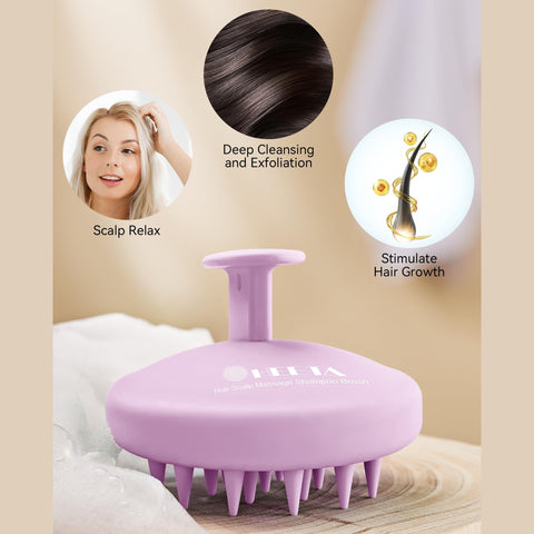 HEETA Silicone Hair Scalp Massager Shampoo Brush, Scalp Scrubber with Ultra-Soft Bristles, Integrated Design Scalp Exfoliator for Deep Cleanse, Dandruff Removal and Hair Growth
