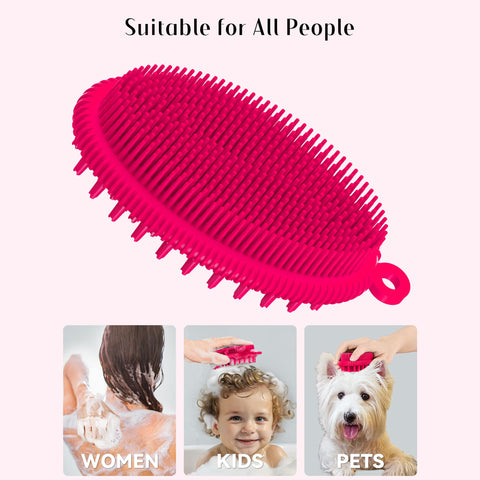 HEETA Body Brush for Wet Dry Brushing, Silicone Body Scrubber for Gentle Exfoliating on Softer Glowing Skin, Gentle Massage with Silicone Loofah Bath Brush, Shower Brush for Women Men Kids