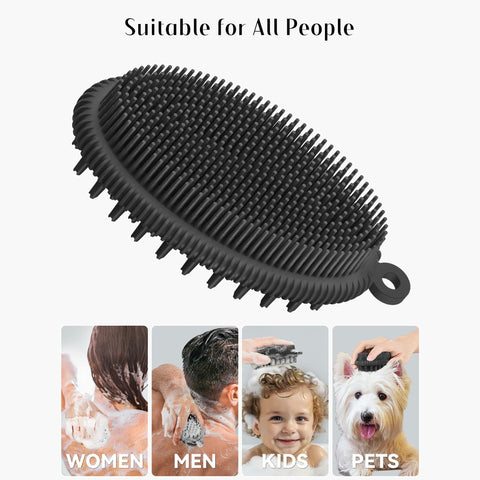 HEETA Body Brush for Wet Dry Brushing, Silicone Body Scrubber for Gentle Exfoliating on Softer Glowing Skin, Gentle Massage with Silicone Loofah Bath Brush, Shower Brush for Women Men Kids
