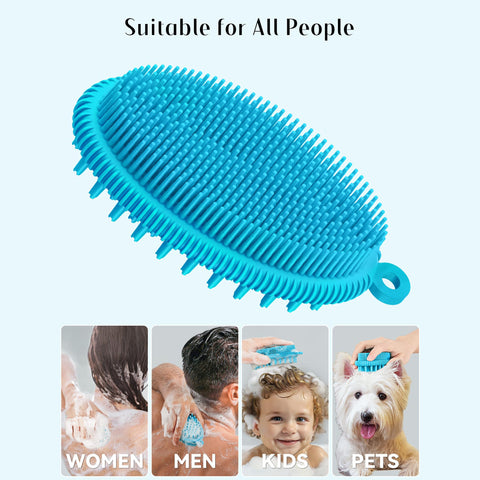 HEETA Body Brush for Wet Dry Brushing, Silicone Body Scrubber for Gentle Exfoliating on Softer Glowing Skin, Gentle Massage with Silicone Loofah Bath Brush, Shower Brush for Women Men Kids