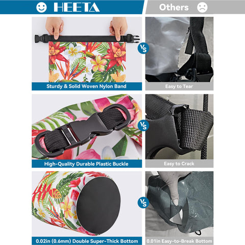 HEETA Waterproof Dry Bag Backpack with Emergency Whistle 5L/10L/20L/30L/40L