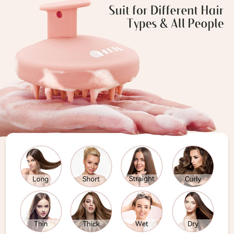 HEETA Silicone Hair Scalp Massager Shampoo Brush, Scalp Scrubber with Ultra-Soft Bristles, Integrated Design Scalp Exfoliator for Deep Cleanse, Dandruff Removal and Hair Growth