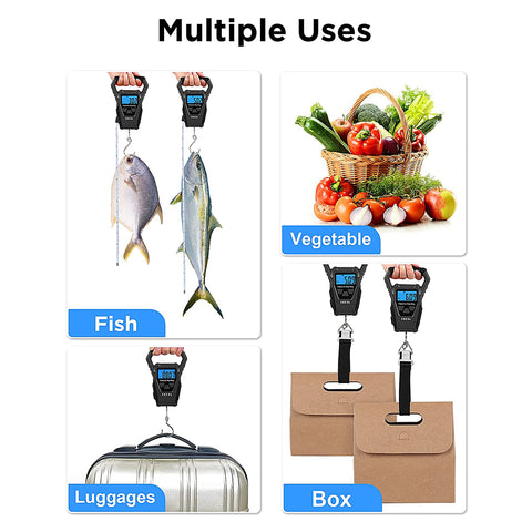 HEETA Waterproof Fish Scale Digital with Backlit LCD Display, 110lb/50kg Portable Hanging Scale Fishing Scale for Home and Outdoor, Measuring Tape and 2 AAA Batteries Included